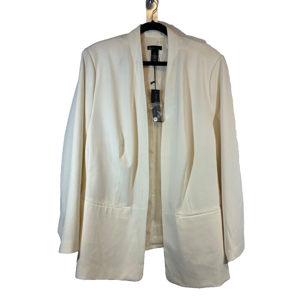 NEW Lane Bryant Women Ivory Blazer size 28 Lined Open Front Tailored Stretch +